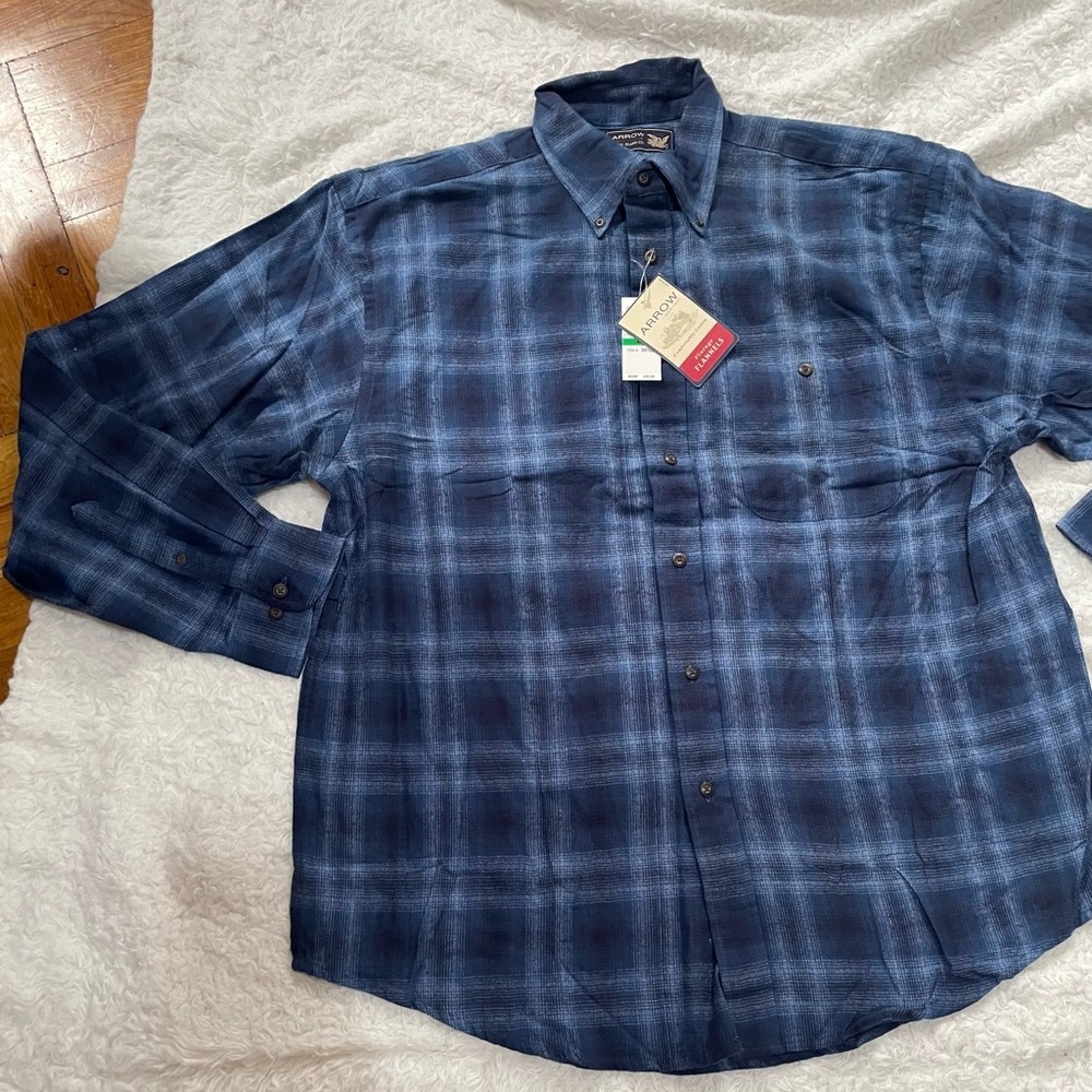 ARROW Men's Blue Plaid Shirt - Picture 3 of 14